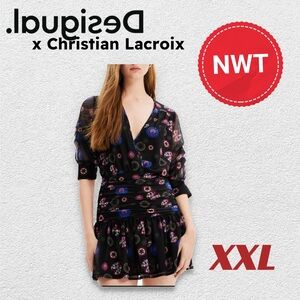 🆕🏷️*NWT* DESIGUAL x CHRISTIAN LACROIX | XXL | DRAPED SHORT DRESS